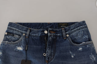 Blaue zerrissene Jeans aus Baumwolle für Herren