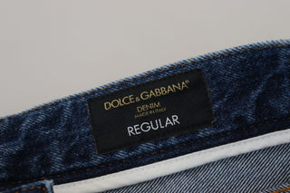Blaue zerrissene Jeans aus Baumwolle für Herren
