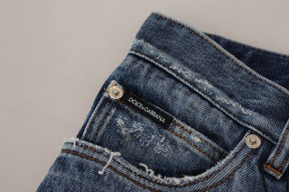 Blaue zerrissene Jeans aus Baumwolle für Herren