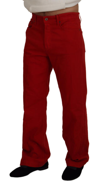 Rote Regular Fit Herren-Jeans aus Denim