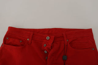 Rote Regular Fit Herren-Jeans aus Denim