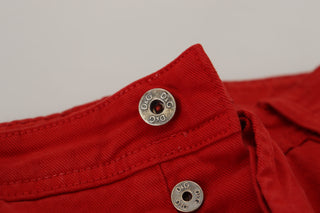 Rote Regular Fit Herren-Jeans aus Denim