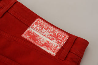 Rote Regular Fit Herren-Jeans aus Denim