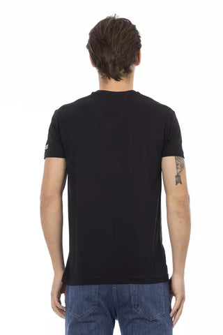 Schwarzes Baumwoll-Herren-V-Ausschnitt-T-Shirt