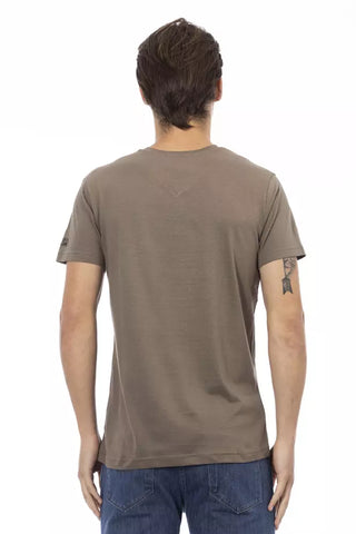 Braunes Baumwoll-Herren-V-Ausschnitt-T-Shirt