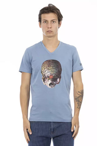 Hellblaues Baumwoll-Herren-T-Shirt