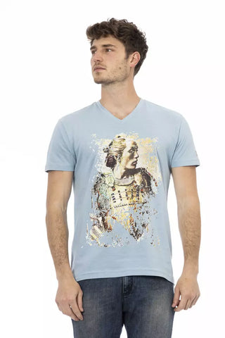 Hellblaues Baumwoll-Herren-T-Shirt