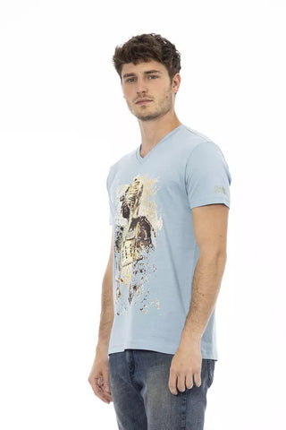 Hellblaues Baumwoll-Herren-T-Shirt