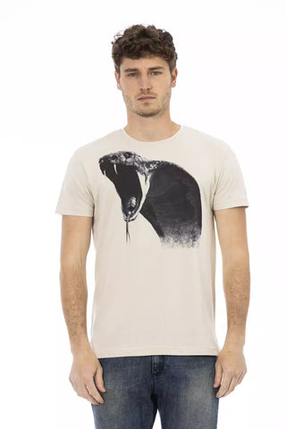 Camiseta beige de algodón para hombre