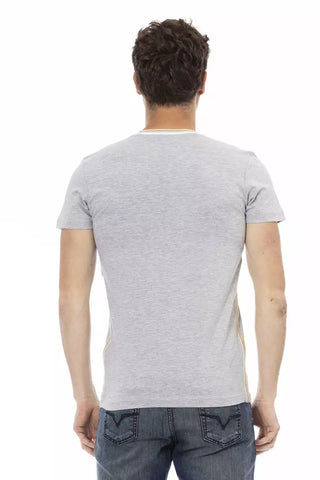 Graues Baumwoll-Herren-V-Ausschnitt-T-Shirt