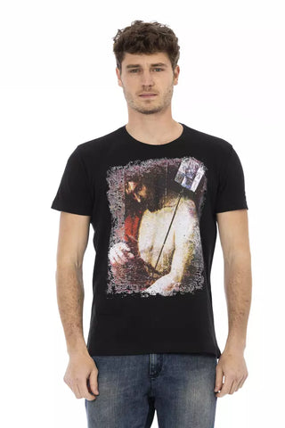 Camiseta negra de algodón para hombre