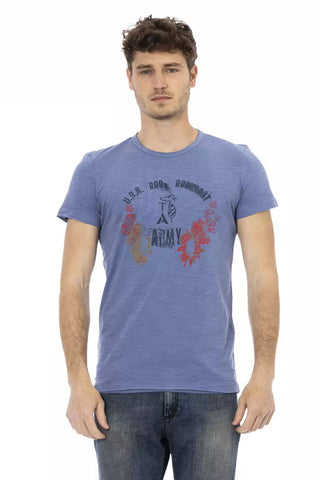 Camiseta azul de algodón para hombre