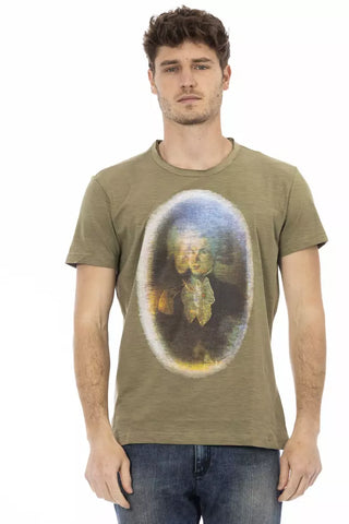 Camiseta verde de algodón para hombre