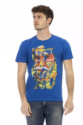 Blaues Baumwoll-Herren-T-Shirt