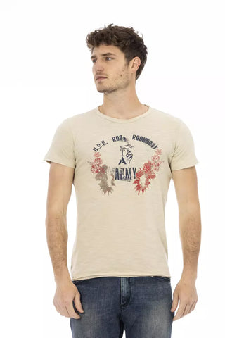 Camiseta beige de algodón para hombre