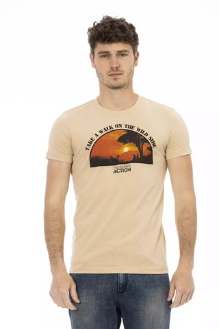 Beiges Baumwoll-Herren-T-Shirt