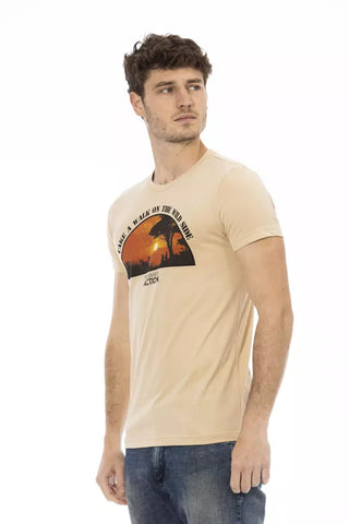 Beiges Baumwoll-Herren-T-Shirt