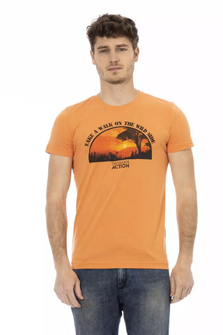 Herren-T-Shirt aus orangefarbener Baumwolle