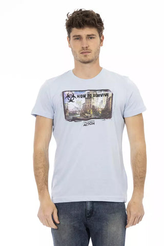 Hellblaues Baumwoll-Herren-T-Shirt