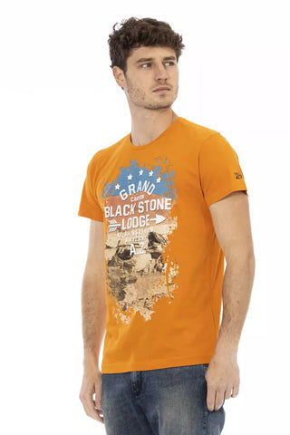 Herren-T-Shirt aus orangefarbener Baumwolle