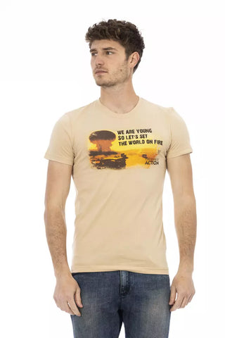 Beiges Baumwoll-Herren-T-Shirt