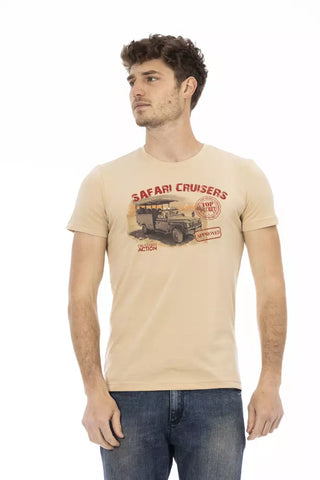 Beiges Baumwoll-Herren-T-Shirt