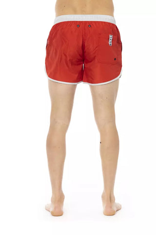 Rote Polyester-Badeshorts für Herren