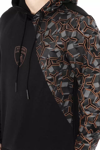Sudadera con capucha negra de algodón para hombre