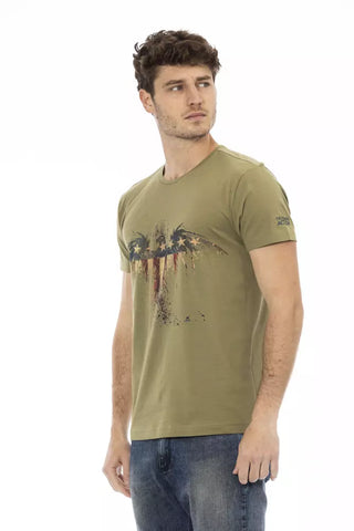 Camiseta de algodón verde para hombre