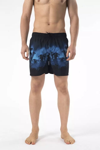 Pantalones cortos de baño para hombre de poliéster negro