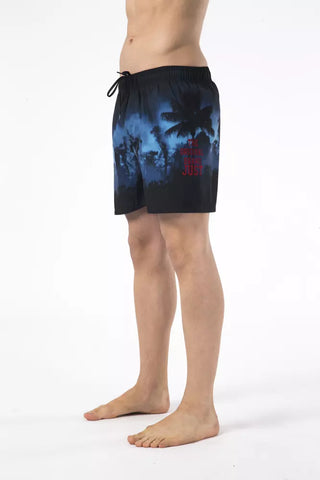 Pantalones cortos de baño para hombre de poliéster negro