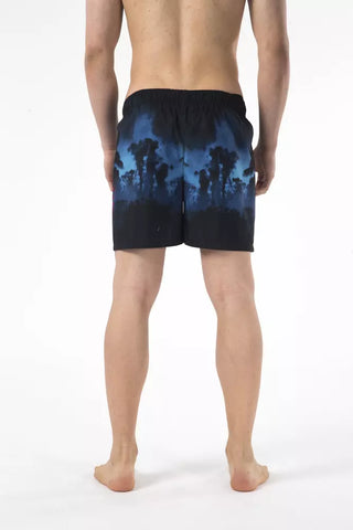 Pantalones cortos de baño para hombre de poliéster negro