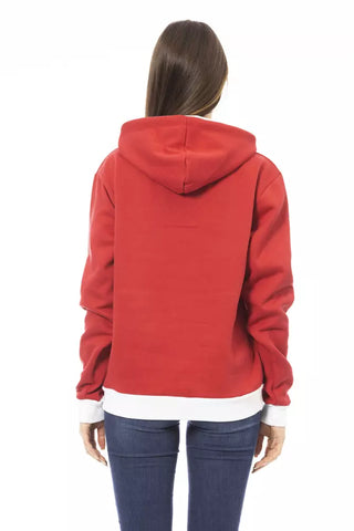 Roter Baumwoll-Kapuzenpullover für Damen