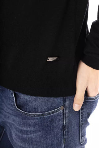Schwarzer Herren-Rollkragenpullover aus Stoff