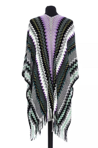 Poncho de lana multicolor para mujer