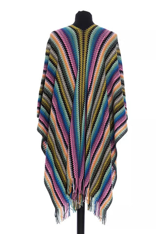 Mehrfarbiger Wollponcho für Damen