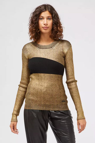 Goldener Wollpullover für Damen