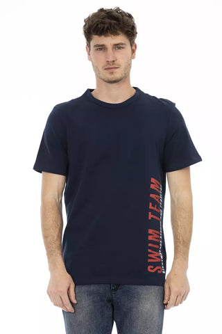 Blaues Baumwoll-Herren-T-Shirt