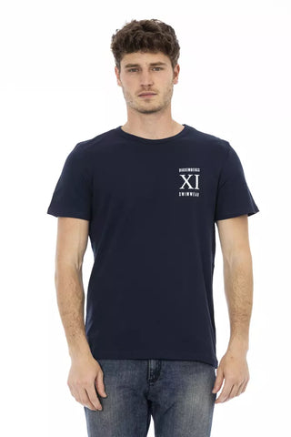 Blaues Baumwoll-Herren-T-Shirt