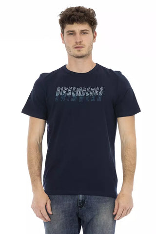 Blaues Baumwoll-Herren-T-Shirt