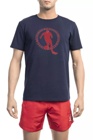 Blaues Baumwoll-Herren-T-Shirt