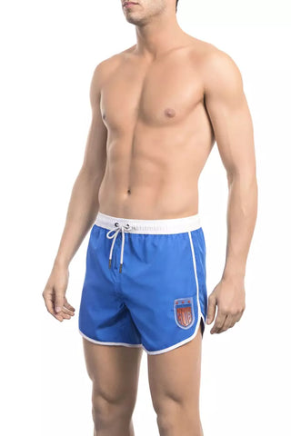 Bañador corto para hombre de poliéster azul