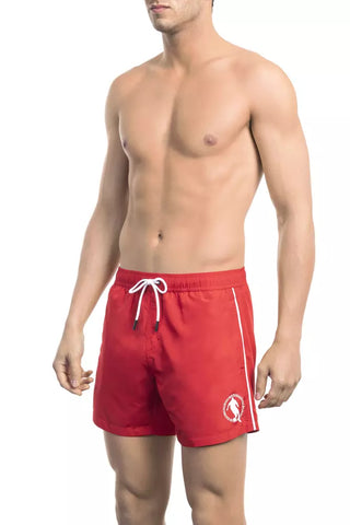 Pantalones cortos de baño para hombre de poliéster rojo