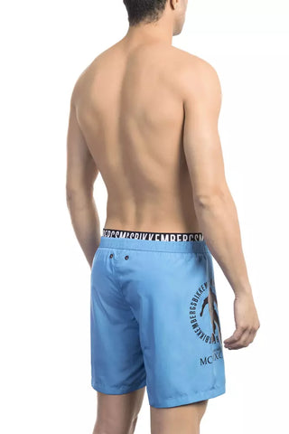 Bañador corto para hombre de poliéster azul claro