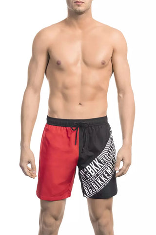 Bañador corto para hombre de poliéster rojo