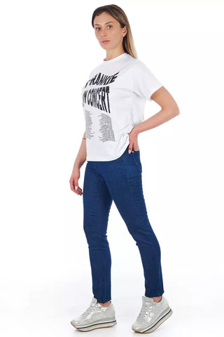 Jeans ajustados de algodón azul para mujer