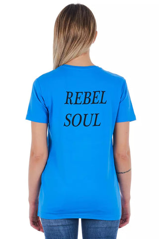 Hellblaues Damen-T-Shirt aus Baumwolle