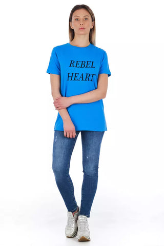 Hellblaues Damen-T-Shirt aus Baumwolle