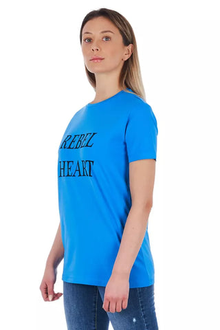 Hellblaues Damen-T-Shirt aus Baumwolle
