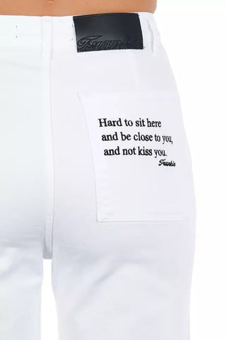 White Cotton Women Cropped Trouser